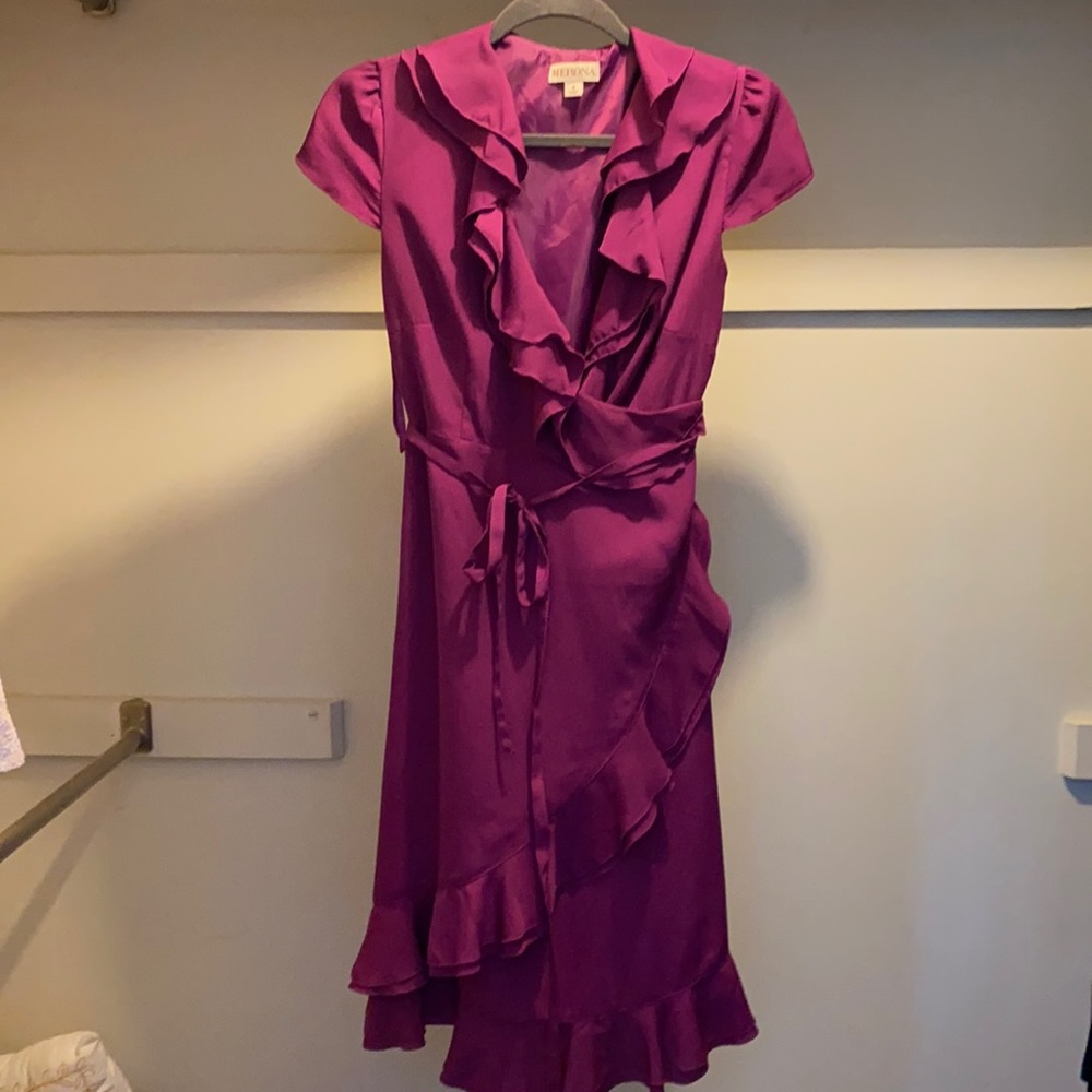 Purple wrap dress